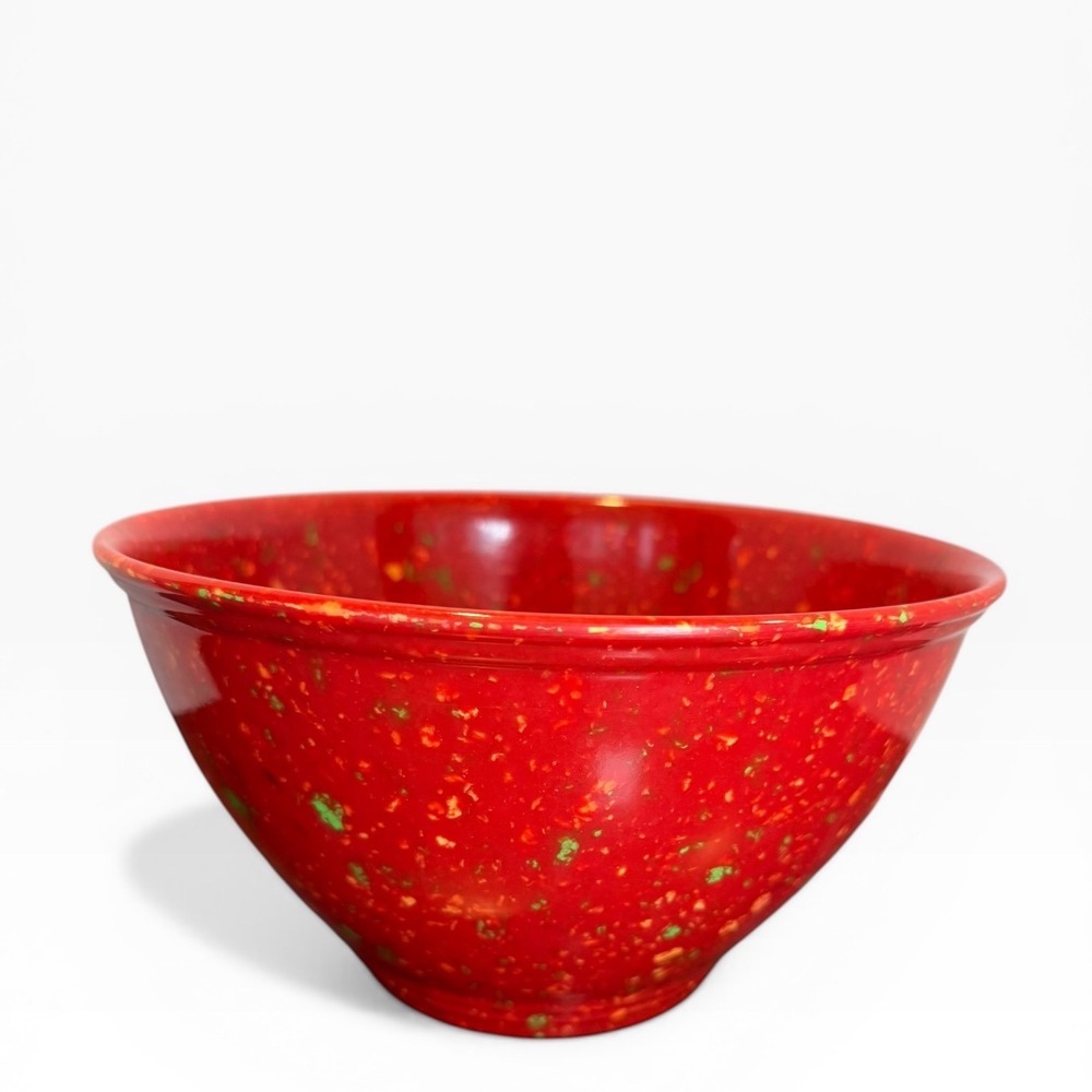 Rachael Ray Mixing Garbage Bowl Red Confetti Speckled Melamine 10" rubber bottom